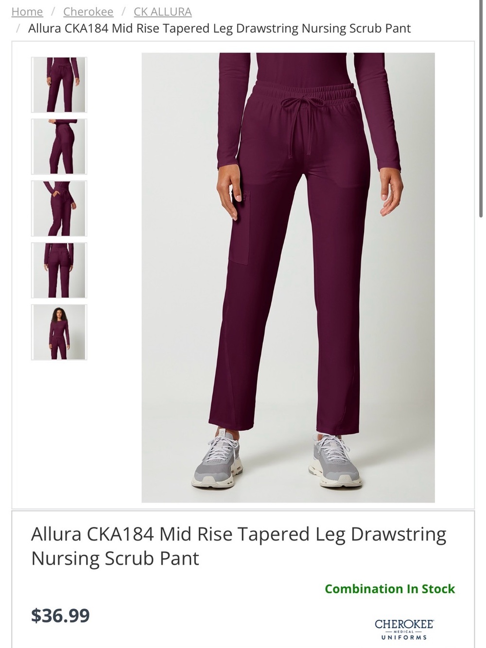 Cherokee Women's Magenta Scrub Top & Jogger Pants Set